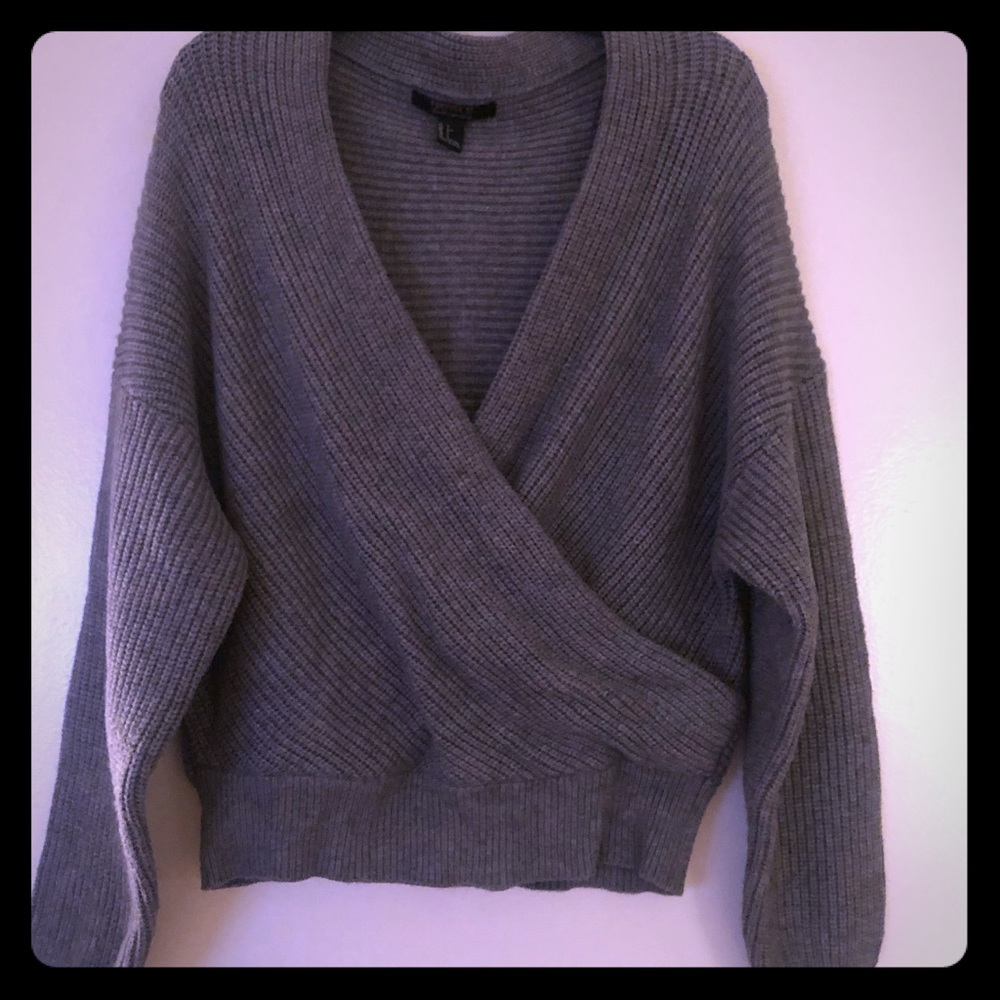 Gray Crisscross sweater.